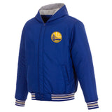 Golden State Warriors Two-Tone Reversible Fleece Hooded Jacket - Roy/Grey