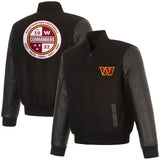 Washington Commanders Reversible Wool and Leather Jacket-Black