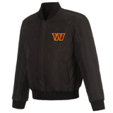 Washington Commanders Reversible Wool and Leather Jacket-Black