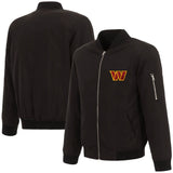 Washington Commanders JH Design Lightweight Nylon Bomber Jacket – Black - J.H. Sports Jackets
