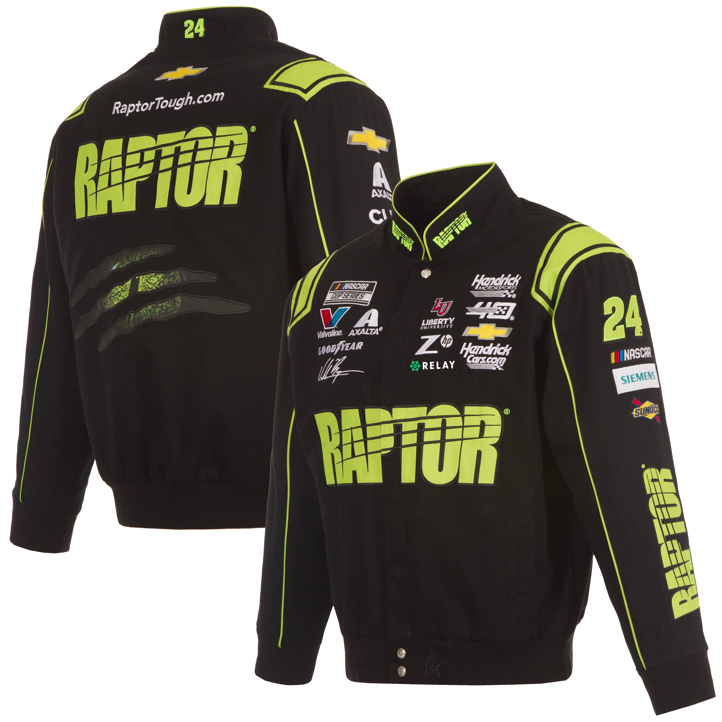 Style Eyes NASCAR ワークジャケット William Byron JH Design NASCAR Raptor Black Uniform Full-Snap