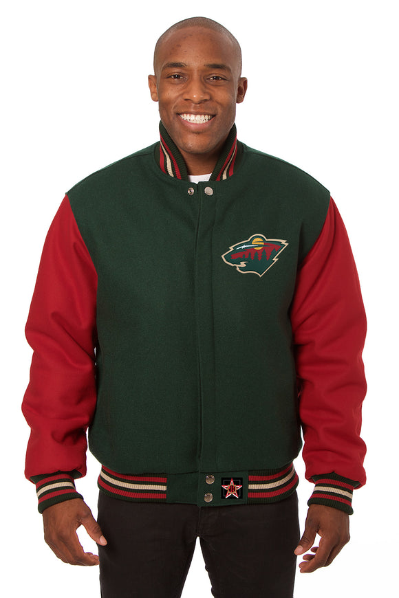 Minnesota Wild Handmade All Wool Two-Tone Jacket - Green/Red - J.H. Sports Jackets