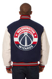 Washington Wizards Domestic Two-Tone Handmade Wool and Leather Jacket-Navy/White