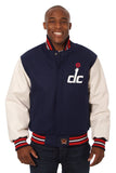 Washington Wizards Domestic Two-Tone Handmade Wool and Leather Jacket-Navy/White