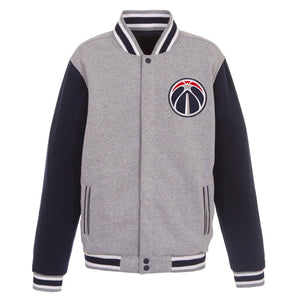 Washington Wizards JH Design Two-Tone Reversible Fleece Jacket - Gray/Navy