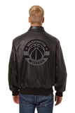 Washington Wizards Full Leather Jacket - Black/Black