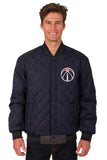 Washington Wizards Wool & Leather Reversible Jacket w/ Embroidered Logos - Charcoal/Navy