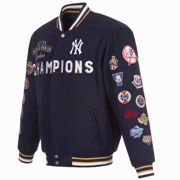 New York Yankees Special Edition 27-TIME World  Series Champions Reversible Wool Jacket-Navy