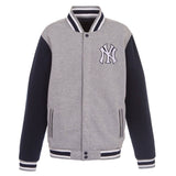 New York Yankees Two-Tone Reversible Fleece Jacket - Gray/Navy