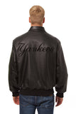 New York Yankees Full Leather Jacket - Black/Black