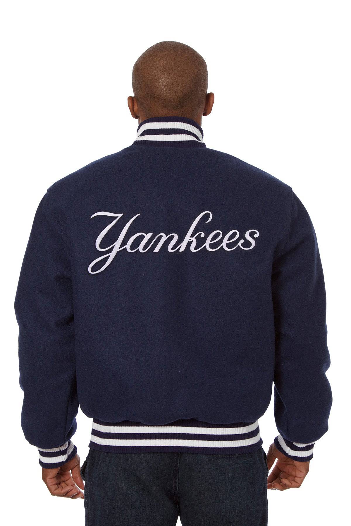 New York Yankees Embroidered Wool Jacket-Navy | J.H. Sports