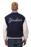 New York Yankees Two-Tone Wool and Leather Jacket - Navy