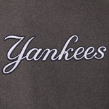 New York Yankees Wool & Leather Reversible Jacket w/ Embroidered Logos - Charcoal/Navy