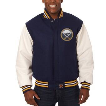 Buffalo Sabres Two-Tone Wool and Leather Jacket - Navy/White