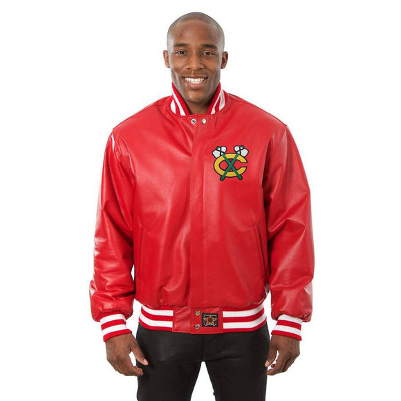 Chicago Blackhawks Full Leather Jacket - Red