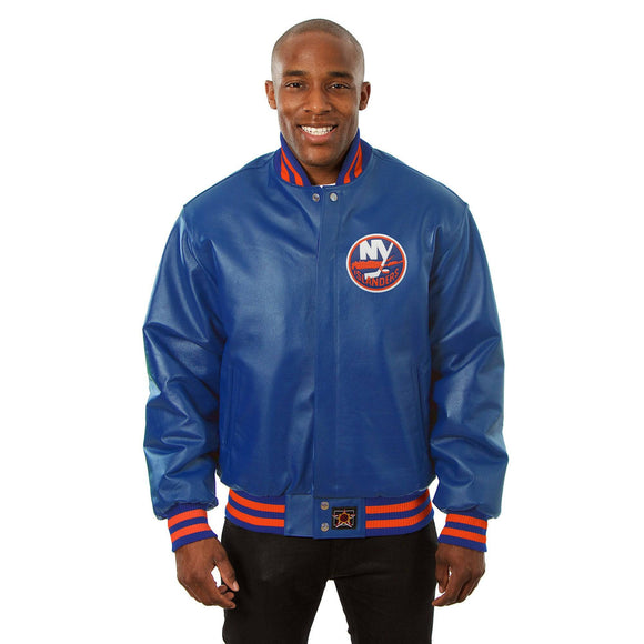 New York Islanders Full Leather Jacket - Royal