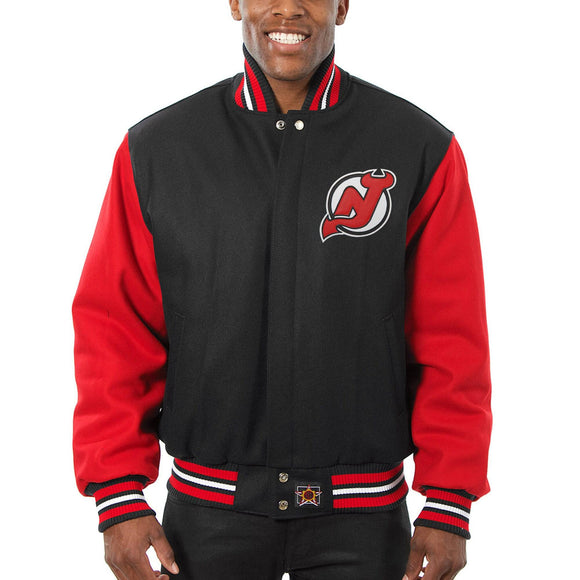 New Jersey Devils  Embroidered All Wool Two-Tone Jacket - Black/Red