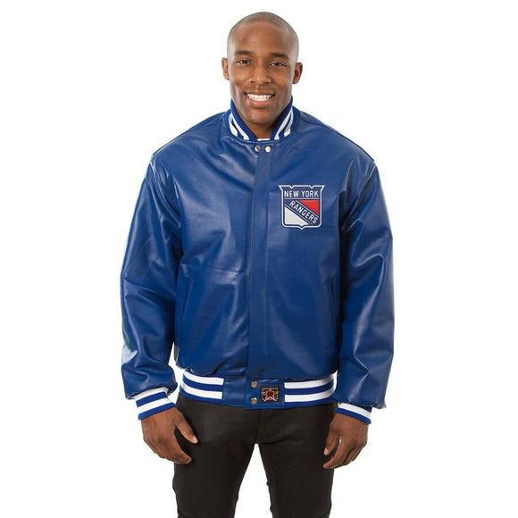 New York Rangers Full Leather Jacket - Royal