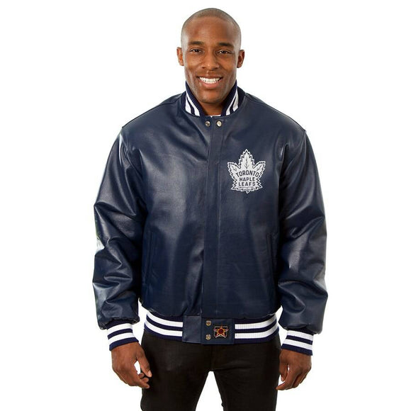 Toronto Maple Leafs Alternate Logo Full Leather Jacket - Navy