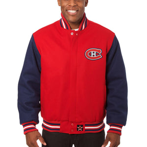 Montreal Canadiens Embroidered Wool Two-Tone Jacket - Red/Navy