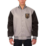 Vegas Golden Knights Poly Twill Varsity Jacket - Gray/Black