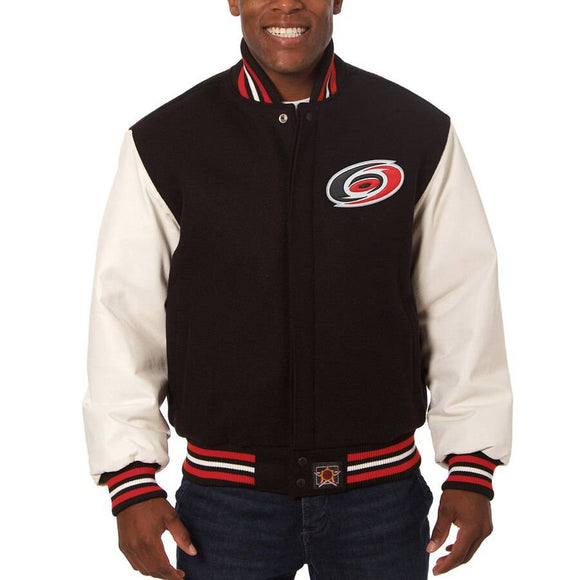 Carolina Hurricanes Two-Tone Wool and Leather Jacket - Black/White