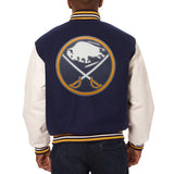 Buffalo Sabres Two-Tone Wool and Leather Jacket - Navy/White