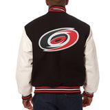 Carolina Hurricanes Two-Tone Wool and Leather Jacket - Black/White