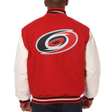 Carolina Hurricanes  Two-Tone Wool and Leather Jacket - Red/White