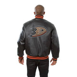 Anaheim Ducks Full Leather Jacket - Black