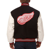 Detroit Red Wings Two-Tone Wool and Leather Jacket - Black/White