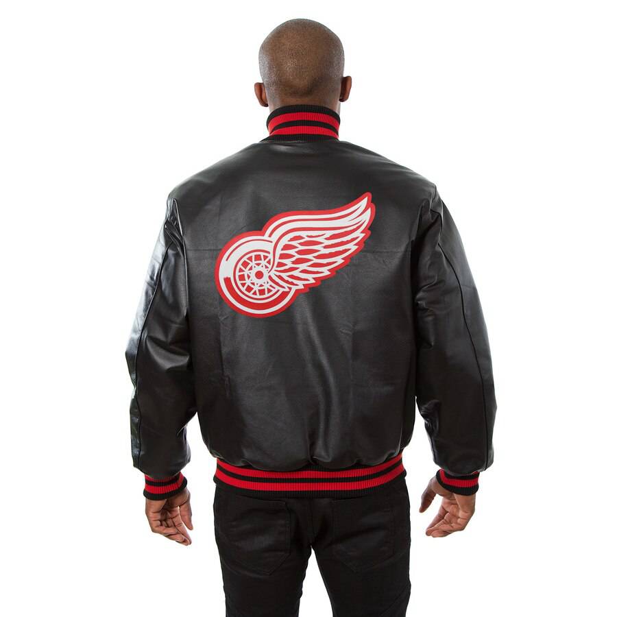 Detroit Red Wings Full Leather Jacket - Black | J.H. Sports