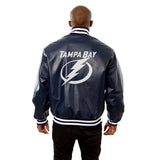 Tampa Bay Lightning Full Leather Jacket - Navy