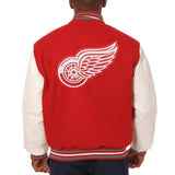 Detroit Red Wings Two-Tone Wool and Leather Jacket - Red/White