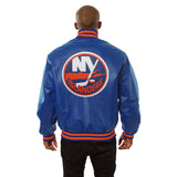 New York Islanders Full Leather Jacket - Royal