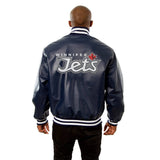 Winnipeg Jets Full Leather Jacket - Navy