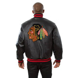 Chicago Blackhawks Full Leather Jacket - Black