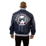 Columbus Blue Jackets Full Leather Jacket - Navy