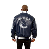 Vancouver Canucks Full Leather Jacket - Navy