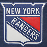 New York Rangers Full Leather Jacket - Navy