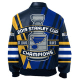 St. Louis Blues JH Design 2019 Stanley Cup Champions Nappa Leather Jacket - Navy