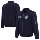 Oklahoma City Thunder JH Design 2025 NBA Champions Full-Zip Nylon Bomber Jacket – Navy - J.H. Sports Jackets