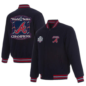 Atlanta Braves JH Design 2021 World Series Champions Reversible Full-Snap Jacket - Navy