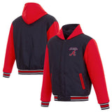 Atlanta Braves JH Design 2021 World Series Champions Reversible Fleece Hooded Full-Snap Jacket - Navy/Red