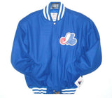 Montreal Expos Wool Jacket w/ Handcrafted Leather Logos - Royal