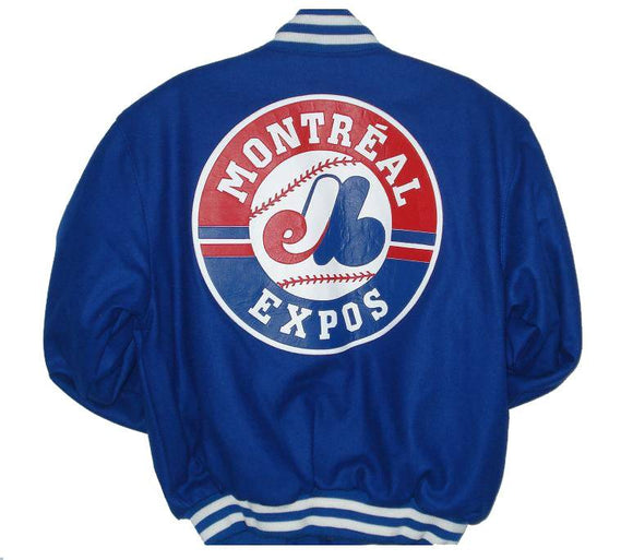 Montreal Expos Wool Jacket w/ Handcrafted Leather Logos - Royal