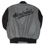 Montreal Expos Wool Jacket w/ Handcrafted Leather Logos - Grey