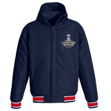 Washington Capitals JH Design 2018 Stanley Cup Champions Reversible Poly-Twill Fleece Sleeve Hooded Jacket – Navy