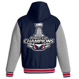 Washington Capitals JH Design 2018 Stanley Cup Champions Reversible Poly-Twill Fleece Sleeve Hooded Jacket – Navy