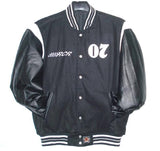 Jack Daniel's Vintage Wool & Leather Reversible Jacket w/ Embroidered Logos - Black